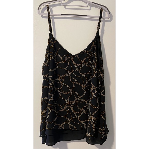 BLACK CHAIN PRINT DOUBLE LAYER CAMI - Picture 5 of 5